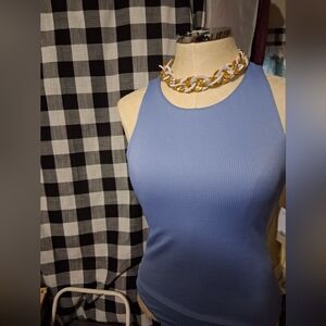 BP Blue Ribbed Tank Top Bodysuit Double  M Nordstrom